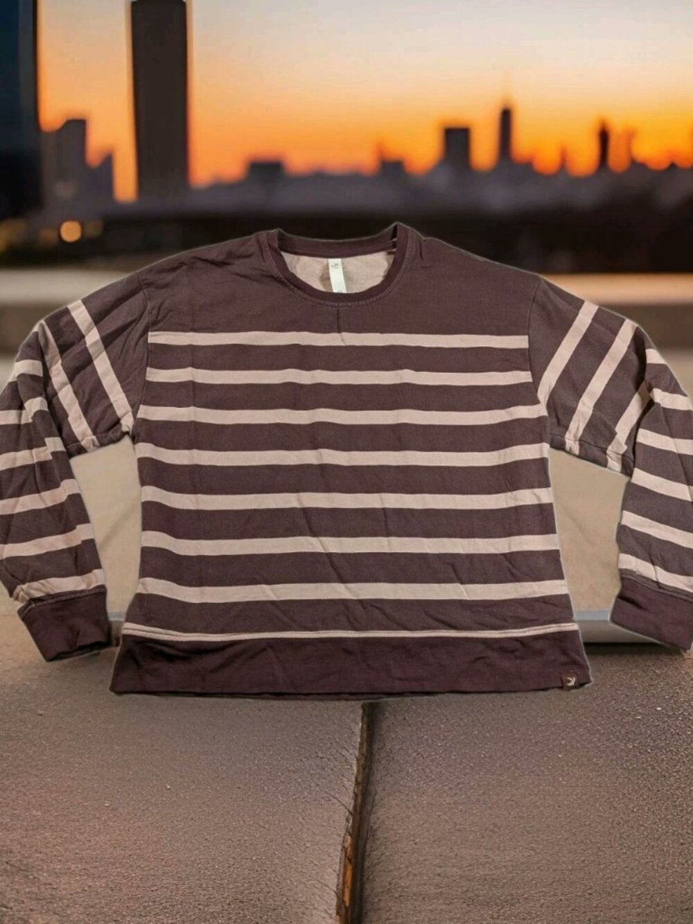 Glyder Lounge Long Sleeve Striped Maroon And Dusty Rose Size Small